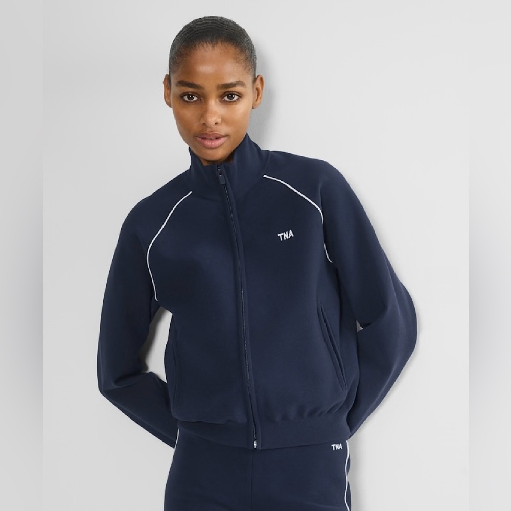 LIKE NEW Aritzia TNA Offseason Zip Up - Size L - Colour Navy/White